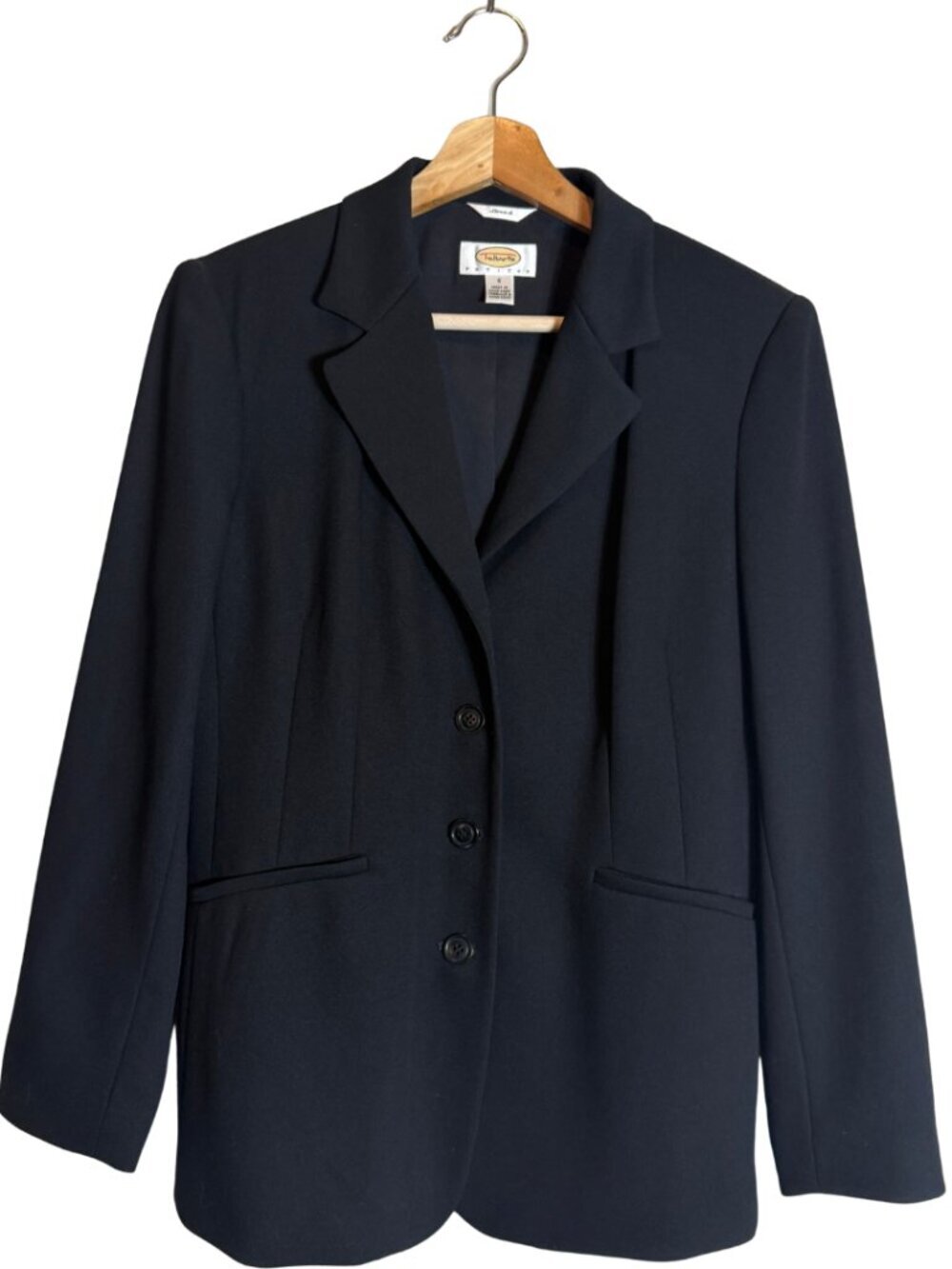 Vintage Talbots Wool Stretch Blazer Suit Jacket Womens 6P Black Career Interview